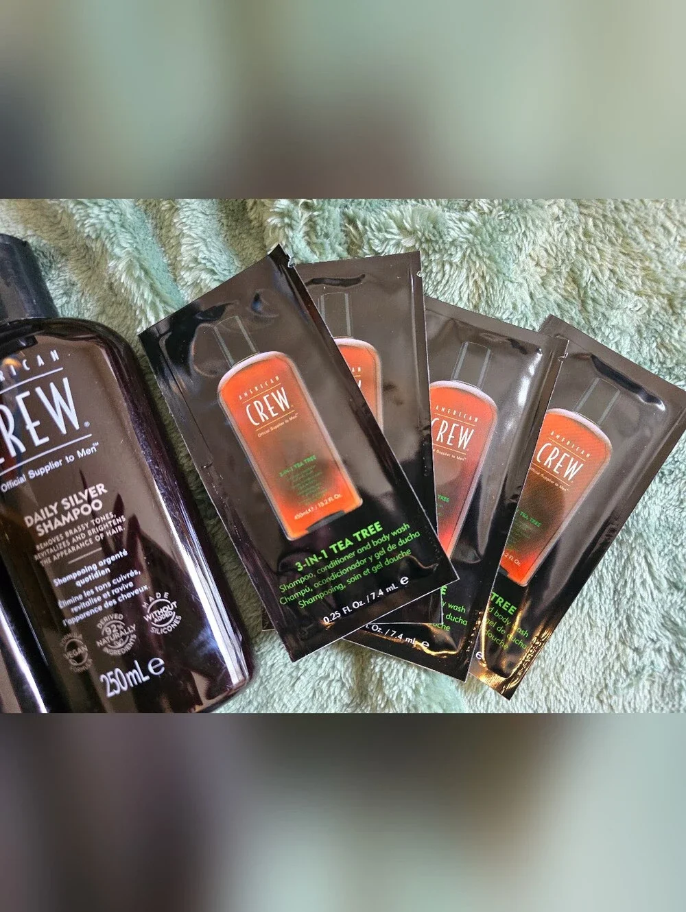 AMERICAN CREW MENS SHAMPOO BUNDLE OF FOUR PLUS TEA TREE SAMPLES